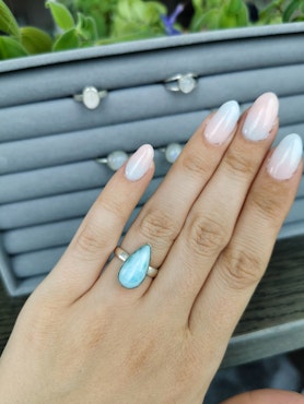Sterling silver ring larimar droppe stl 15