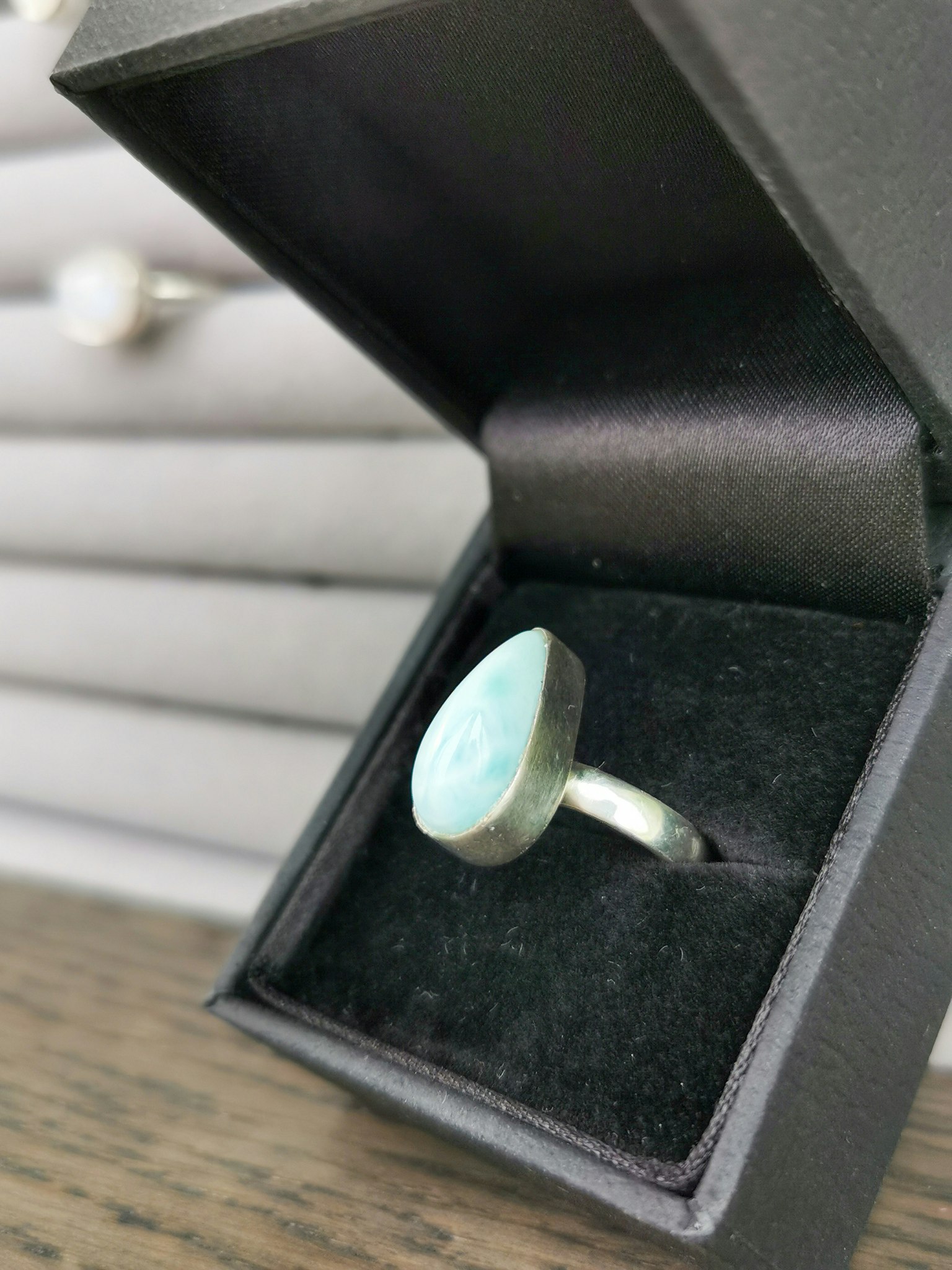 Sterling silver ring larimar droppe stl 15