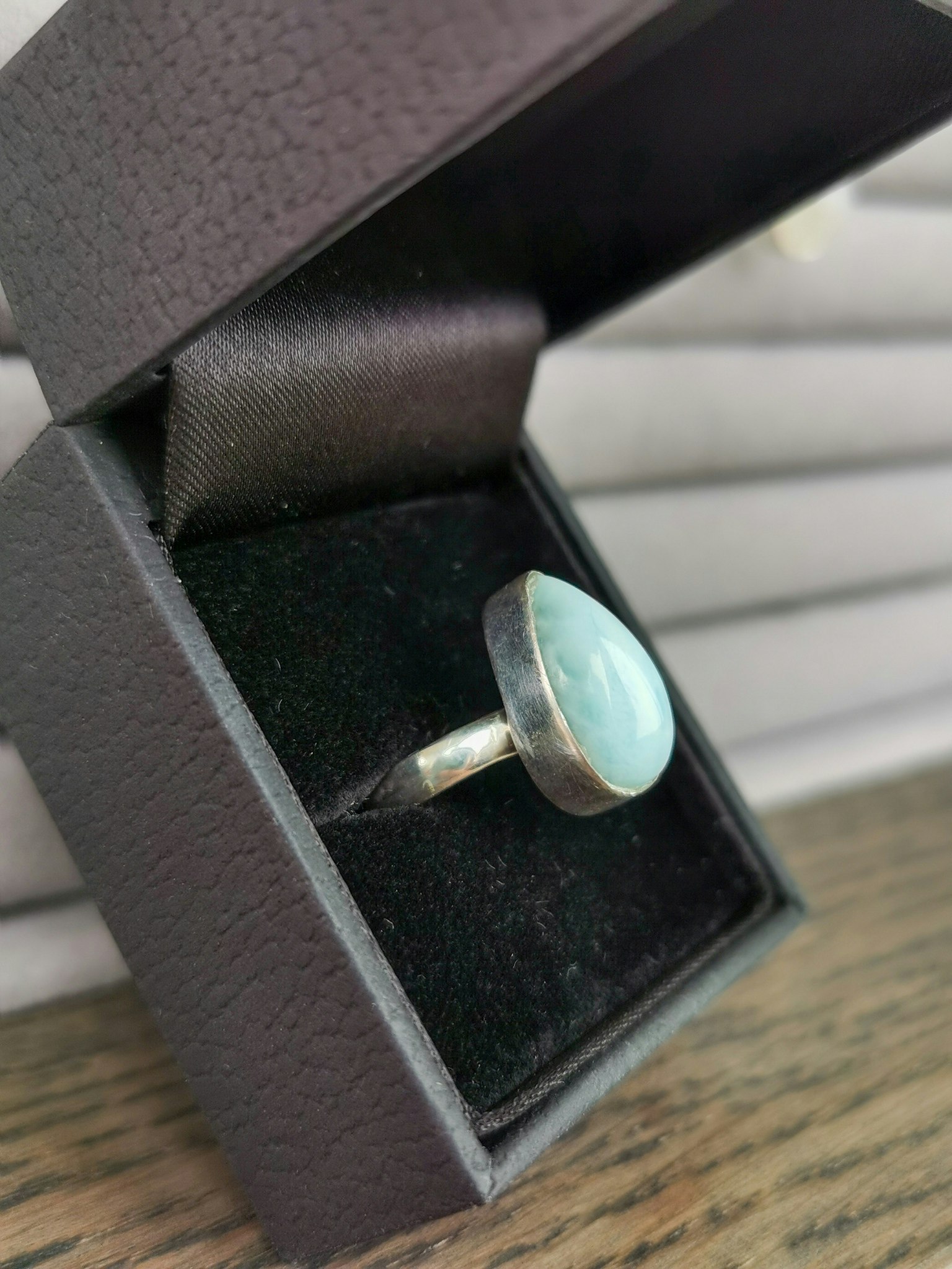 Sterling silver ring larimar droppe stl 15