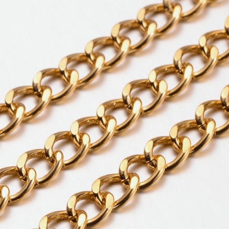 Tjock Twistkedja av aluminium i guld, 9x7mm (100cm)