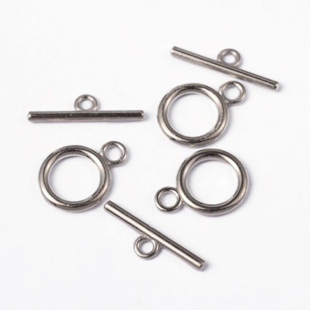 Togglelås, platinum, 18mm (5st)
