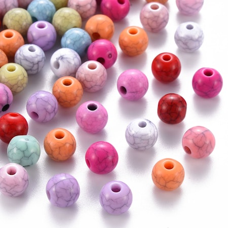 Runda turkosimitation, 10mm, mix (50st)