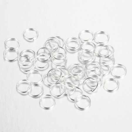 Silverpläterade Bindringar-Jump Rings, järn, 8mm, 100st