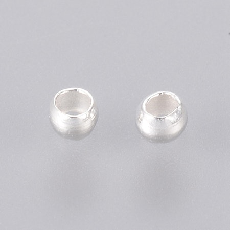 Klämpärlor av mässing, silver,  2mm (500st)