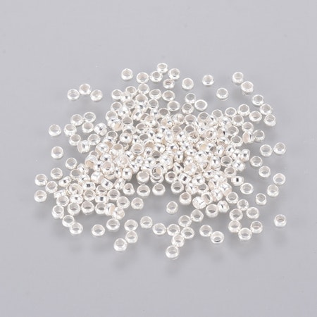 Klämpärlor av mässing, silver,  2mm (500st)
