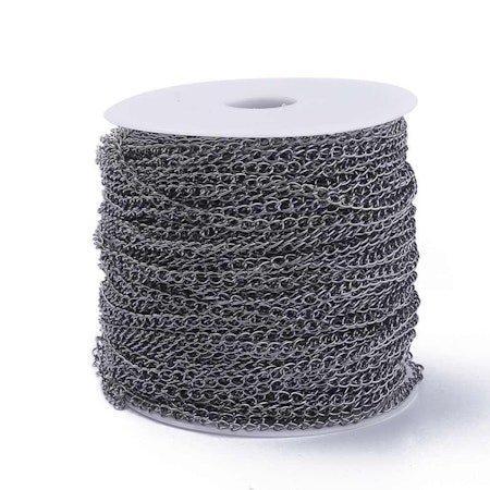 Twistkedja, järn, 6x4mm, gunmetal (5 meter)