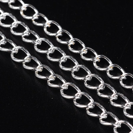 Twistkedja, järn, 5x3,5mm, silver (5 meter)