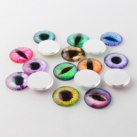 Ögon, Mixade cabochons, 12mm (5par, 10st)