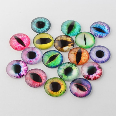 Ögon, Mixade cabochons, 20mm (5par, 10st)