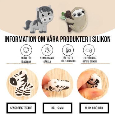 D, Bokstavspärlor av silikon, vit, 12mm, säkra för bebis (3st)