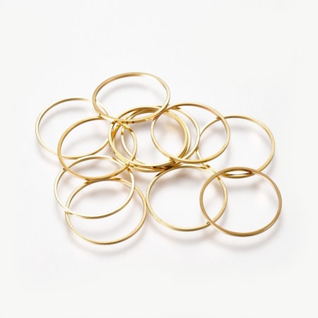 Länkring, 25mm, mässing guld (10st)