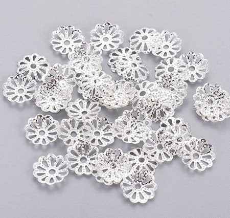 Pärlhatt fancy, silver, 10mm (50st)