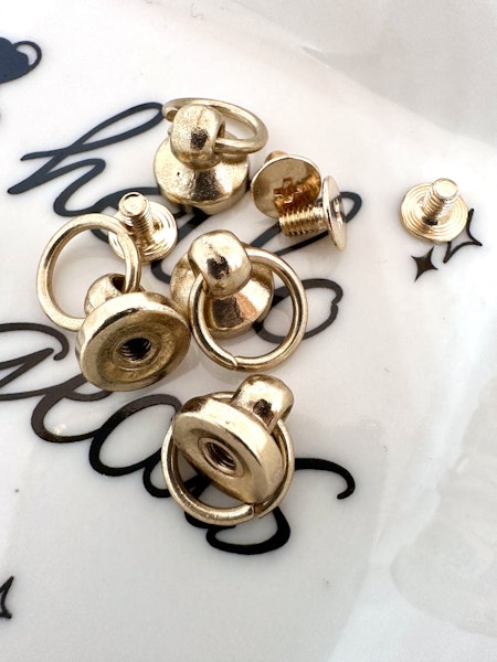 Skruvbail, fäste för kedja eller handtag, guld, 8mm (4st)