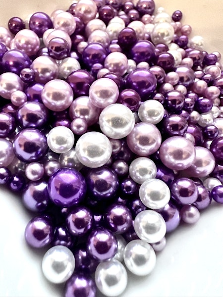 Söta dekorpärlor, pärlimitation lavendel, 4-8mm (10g)