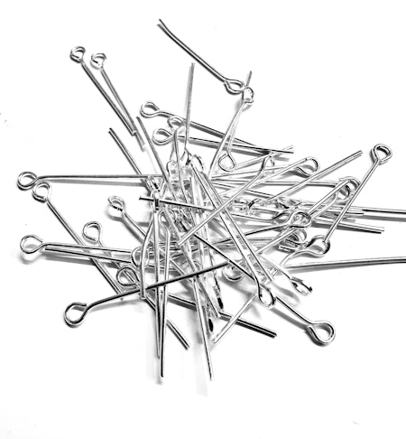 Öglepinnar av järn, 2.5-3.5cm, silver (100st)