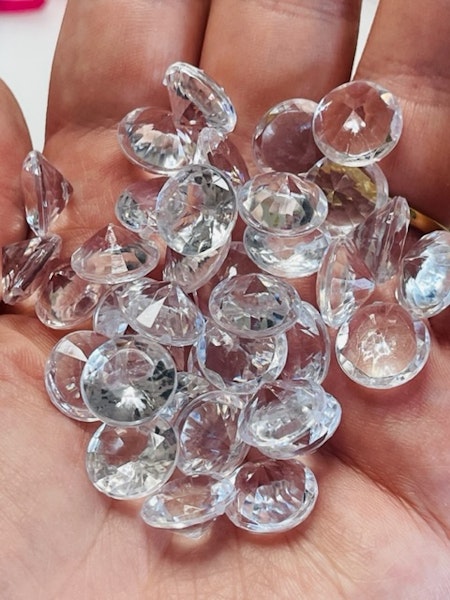 Diamantslipade cabochons av akryl, 12mm (20g)