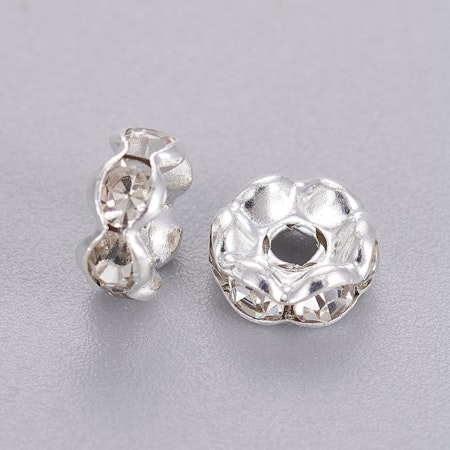 Strassrondell vågig silver mässing klass A, 6mm (20st)