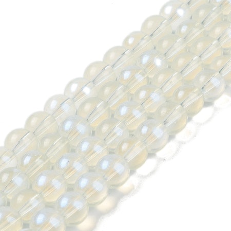 Sträng glaspärlor, fluff clear, 6mm (142st)