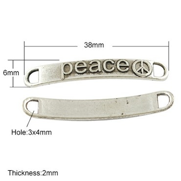 Länk peace, antikt silver, 38mm (2st)