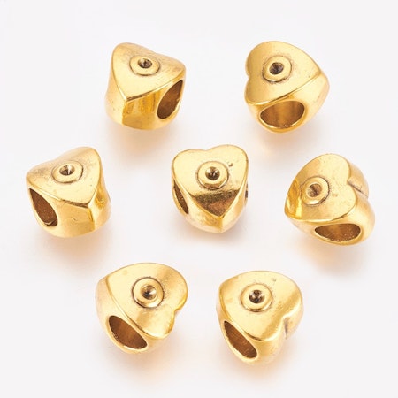 Ormlänkspärla, hjärta med strassfattning, 10mm (10st)