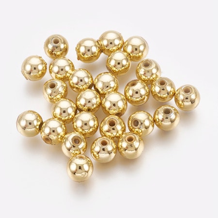 Runda CCB pärlor, guld, 8mm (50st)