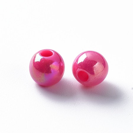 Färgpläterade runda akrylpärlor, 6mm (100st)