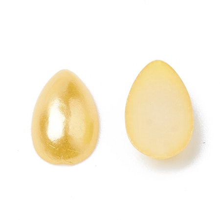 Cabochons droppe, 8mm, halvpärlor, mörkgula (100st)