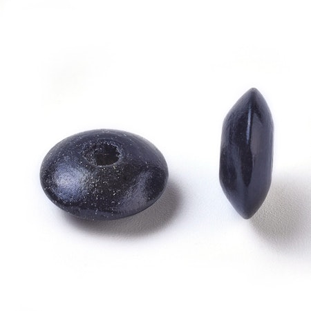 Svarta rondeller av trä, 14mm (100st)