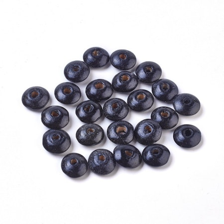 Svarta rondeller av trä, 14mm (100st)