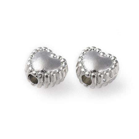 Hjärtan, metall, platinum, 6mm (50st)