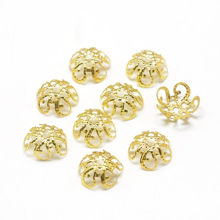 Pärlhatt filigran, swirl guld, 9,5mm (25st)