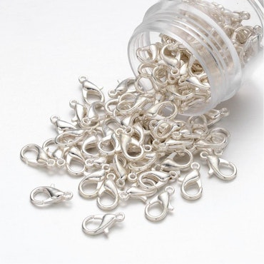 Klolås, 12mm, zink, nickelfria lås, silverplätterade (20st)