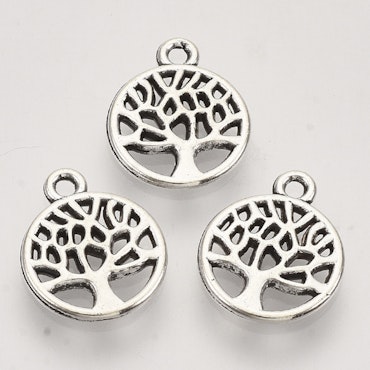 Livets träd, berlock, antik silver, 13,5x10mm (10st)