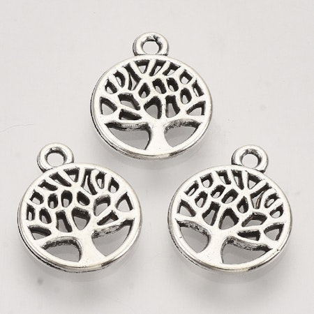 Livets träd, berlock, antik silver, 13,5x10mm (10st)