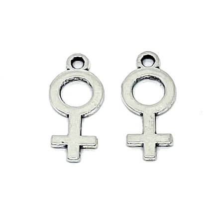 Kvinnosymbol, feminism, berlocker antik silver, 18mm (10st)