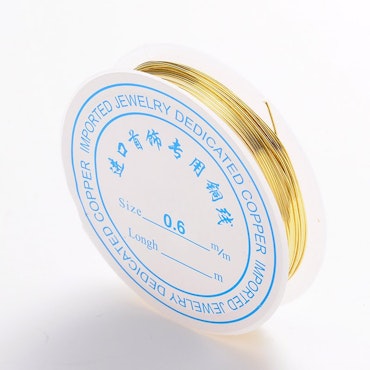 Rulle med kopparwire, guld, 0.6mm 22 gauge (3.5m)