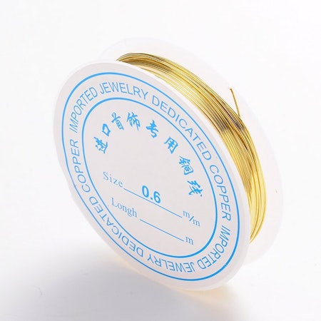 Rulle med kopparwire, guld, 0.6mm 22 gauge (3.5m)