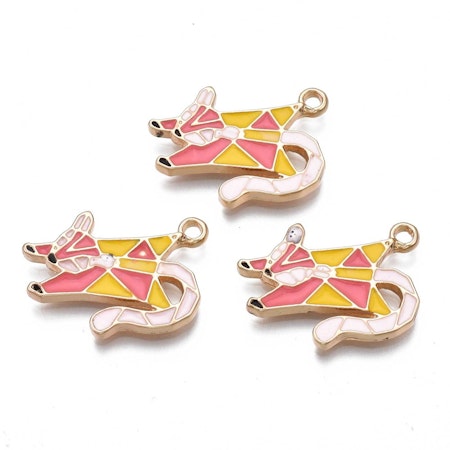 Emaljerade berlocker, origami, flygande ekorre, 23mm (3st)