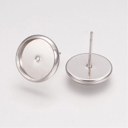 Örhängespins med fattning, 10mm (2st)