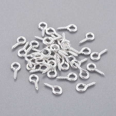 Hållbar Skruv för att montera krok, silver, 8x4x1mm (100st)