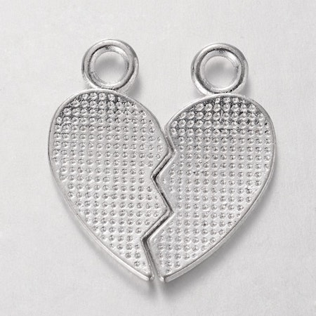Hjärta love, delbar, tibetsilver, 23mm (1par)