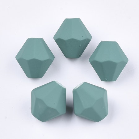 Stora teal gummerade bicone, 16mm, akrylpärlor (15st)