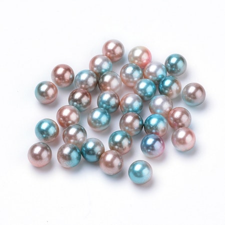 Dekorpärlor utan hål, rosa/blå/brun. 5mm (100st)