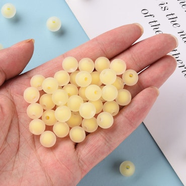 Frostade, gul, bead in bead, 9,5mm (30st)