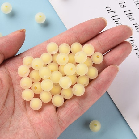 Frostade, gul, bead in bead, 9,5mm (30st)