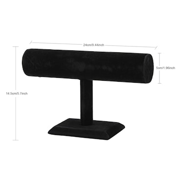 Armbandsdisplay, T-bar, svart sammet, 24cm