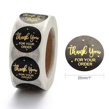 Thank you, svart guld, Klistermärke, 2,5cm