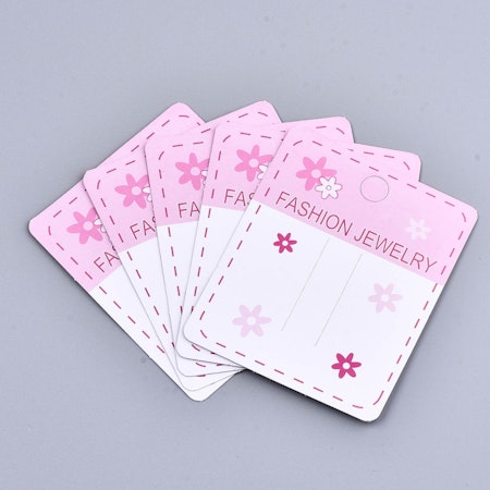 Display för hårklämma, vit med rosa, 7cm (10st)
