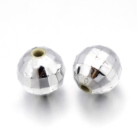 Slipade discokulor av akryl, silver, 8mm (50st)