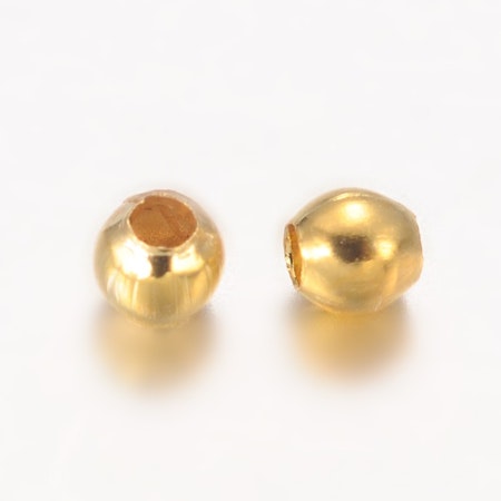 Runda pärlor av järn, 2mm, småttisar i guld (500st)
